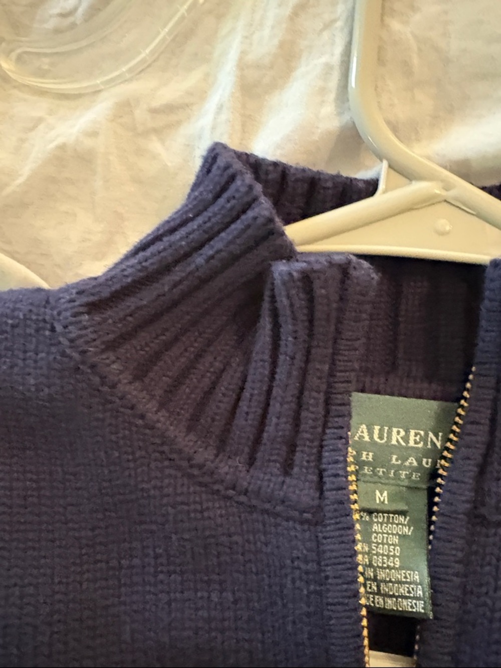 Ralph Lauren sweater Navy Half-Zip Crest Pullover Medium Petite EUC - cotton - Picture 5 of 11
